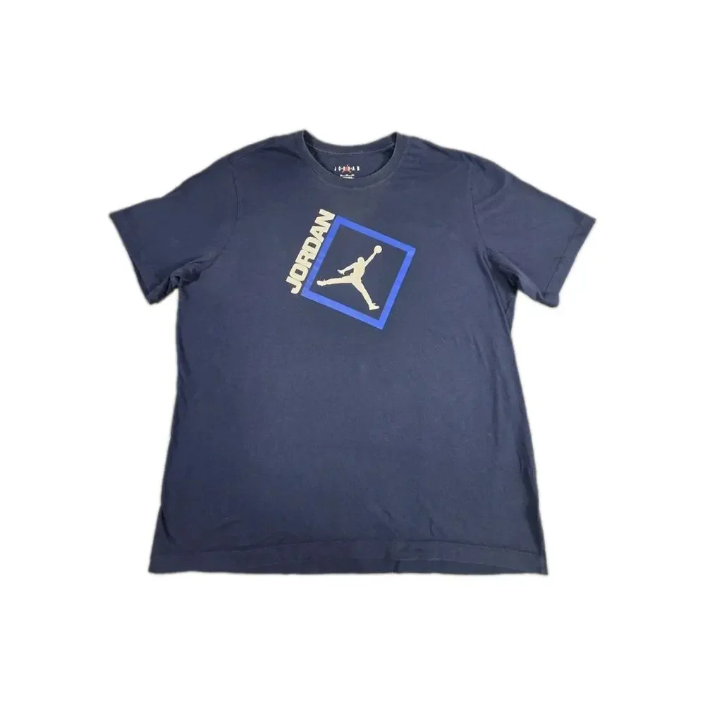 Jordan Size XXL Graphic Men's T-Shirt Blue Air Jordan Logo 100% Cotton C9